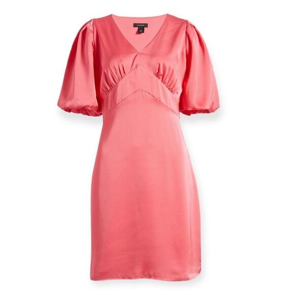 HALOGEN Puff Sleeve Satin Mini Dress in Pink Size Small - Picture 15 of 15